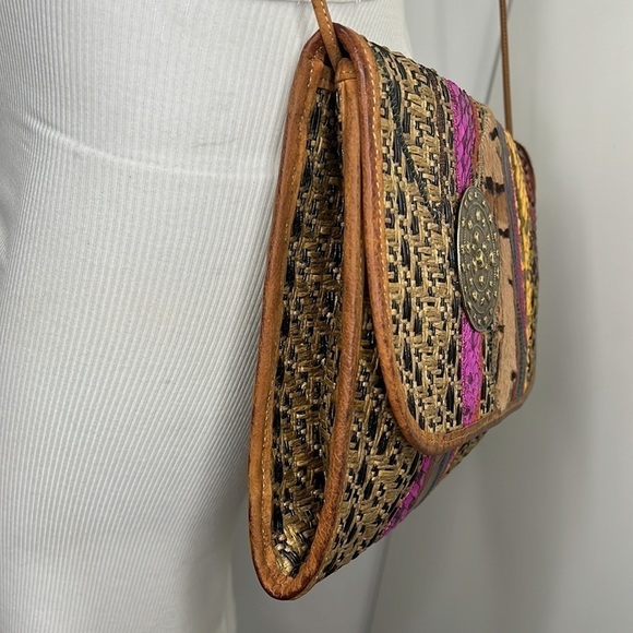 Carlos Falchi Woven Leather and Hemp and Exotic Patchwork of Skins Clutch Bag - Picture 16 of 16